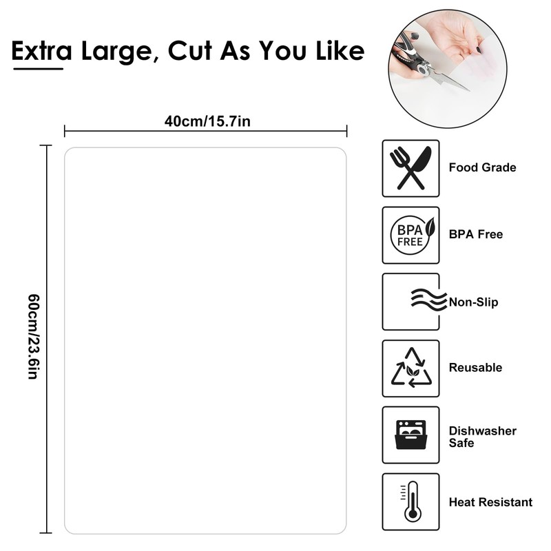 2PCS Clear Silicone Mat for Kitchen Counter 23.6" Wx15.7 L,