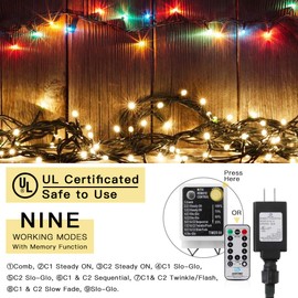 LetsFunny 108ft 300 LED Christmas String Lights, Christmas Lights - UL Certified Outdoor & Indoor Fairy Lights Christmas Tree, Patio, Garden, Party, Wedding, Holiday Decoration,Warmlight & Multicolor