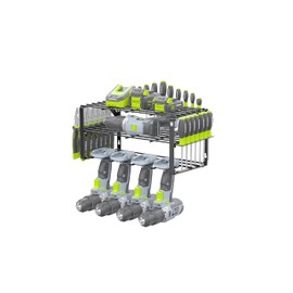 WORKPRO Power Tool Organizer, Wall Mounted Power Tool Holder, 3-Tiers Storage Rack for Cordless Drill Storage, 150 LBS Load Capacity for Garage, Warehouse, Workshop