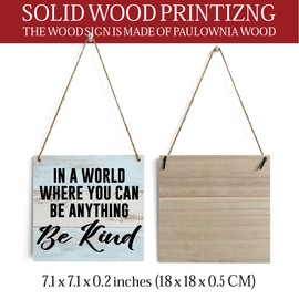 Rustic Inspirational Quotes Home Farmhouse Decor Wood Wall Art Wall Hanging Decor Motivational Wooden Decorative Plaque Sign for Kitchen Bathroom Office Classroom Bedroom Decoration Anything Be Kind