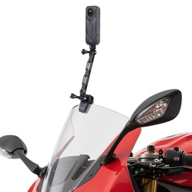 PellKing Motorcycle Windshield Aluminum Alloy Clip+16.5cm Extension Arm+Aluminium Alloy 1/4” Screw Adapter for X5/X4/X3/X2/X,Compatible for GoPro Hero 13,12,11,10,9,8,7,6,5