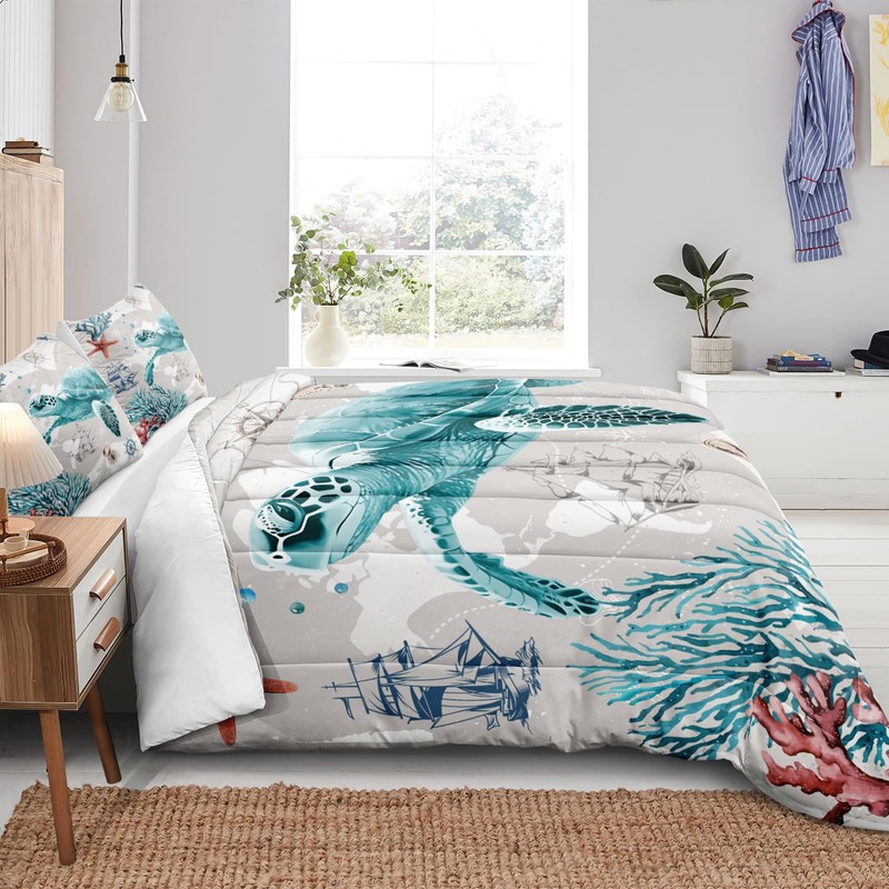 Bedbay Coastal Bedding Set Queen Size for Girls Boys -