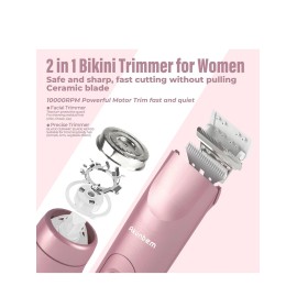 2 in 1 Women Electric Shaver Dual Head Bikini Trimmer for Women IPX7 Waterproof