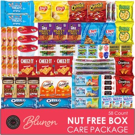 Peanut Free Snacks & Tree Nut-Free Snacks Variety Pack - Allergy Friendly Snacks for Kids Individually Wrapped - Cookies, Candy, Crackers, Chips - Bulk Assortment (58 Count)