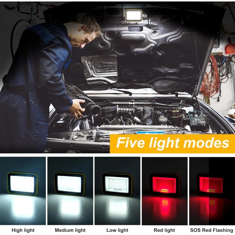 T-SUN 2PCS Rechargeable Work Light LED Battery Flood Light Outdoor