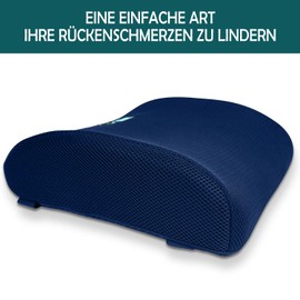 JX OFFICE Ergonomic Back Cushion Relieves and Prevents Back Pain - Memory Foam Lumbar Cushion for Office, Wheelchair, Home (Not for Car) (Navy Blue)