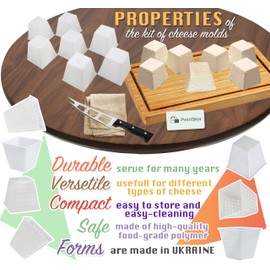 7 moldes de queso pequeño pirámide de 0.45 cuartos de galón – molde de queso suave para hacer quesos – suministros caseros para hacer queso – molde de forma de queso crema – moldes para queso fresco
