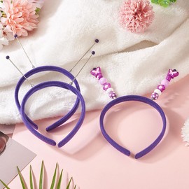 FASHEWELRY 5Pcs Plastic Headbands for Women Beadable Alien Headband Making Kit Purple Cute Head Bands Bulk for Making Your Own Unique Head Boppers DIY Hair Accessories Party Supplies