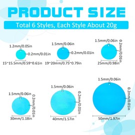 SUNNYCLUE 120G 6 Sizes Blue Loose Sequins Flat Sequin Paillettes Bulk Plastic PVC Round Iridescent Applique Art Shiny Glitters Hole Loose Decor Sequin for Sewing Craft DIY Embroidery Ornament Supplies