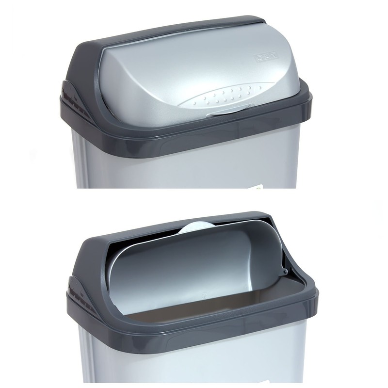 Medium 25L silver Roll-Top rubbish bin, available in 3 sizes
