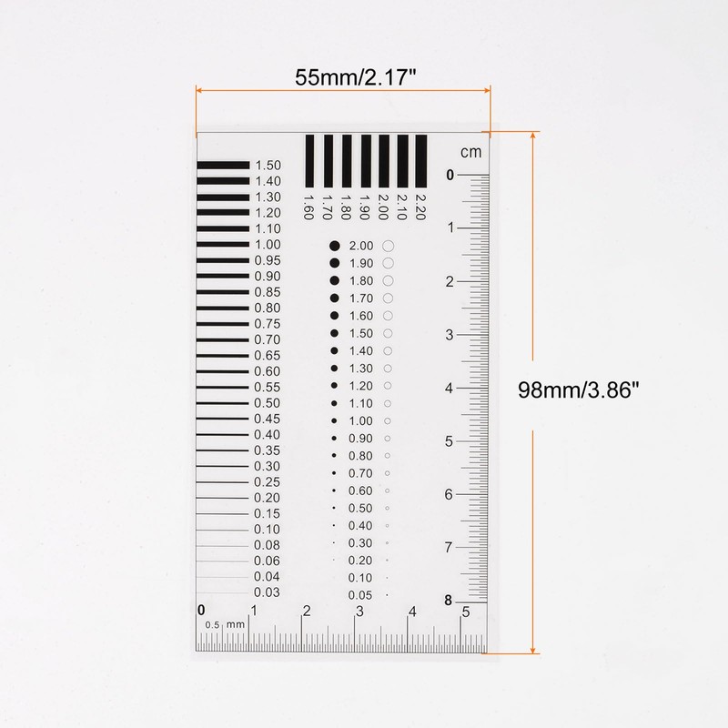 HARFINGTON 5pcs High Precision SEC Size Estimation Chart 8x5.5cm 0.2mm