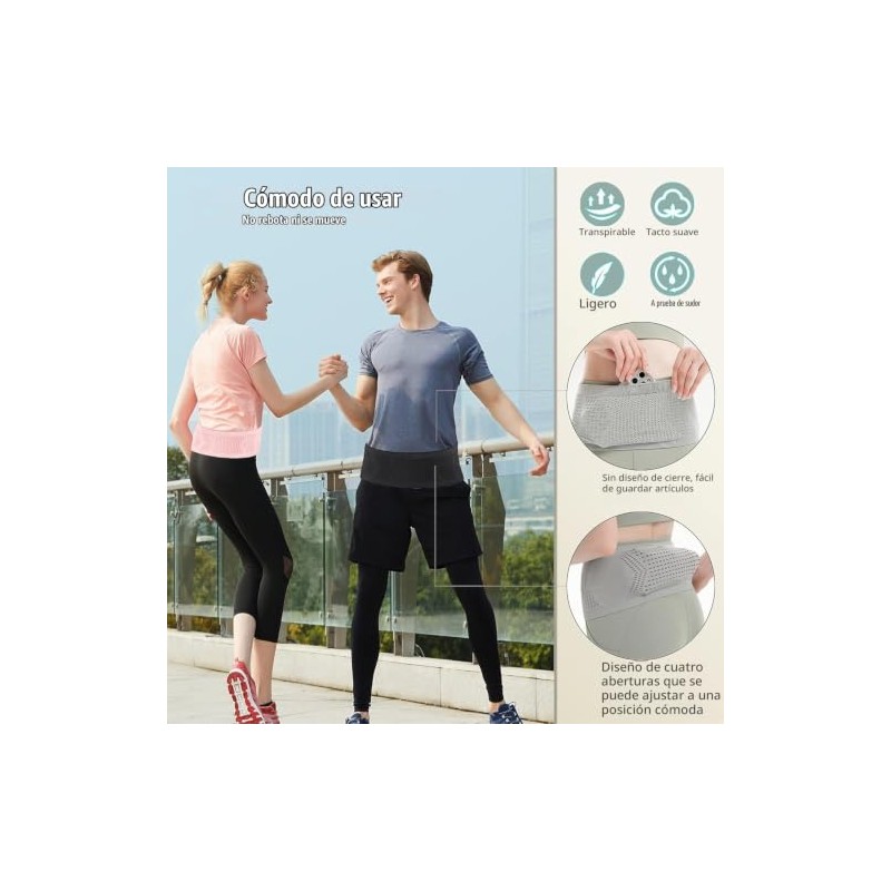 Riñonera para Correr Elástica y Ajustable - Cangurera Deportiva Ultradelgada