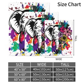 Biapian Elephant Throw Blanket Elephant Splash Ink Watercolor Flowers Flannel Fleece Bed Blanket Gifts for Men Women Adults Kids Plush Throws Blanket for Couch Sofa Bed 50 x 60 inches
