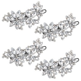 YBEATY 4 PCS Silver Rhinestone Bridal Hair Clips Brides Headdress Crystal Flower Bridal Hair Accessories Leaf Bead Headpieces Clip Flower Pins for Brides Bridesmaids Women Wedding Party