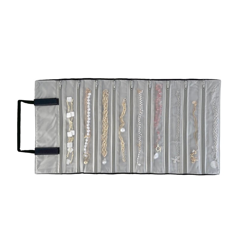 UnionPlus Velvet Travel Jewelry Case Roll Bag Organizer for Necklace,