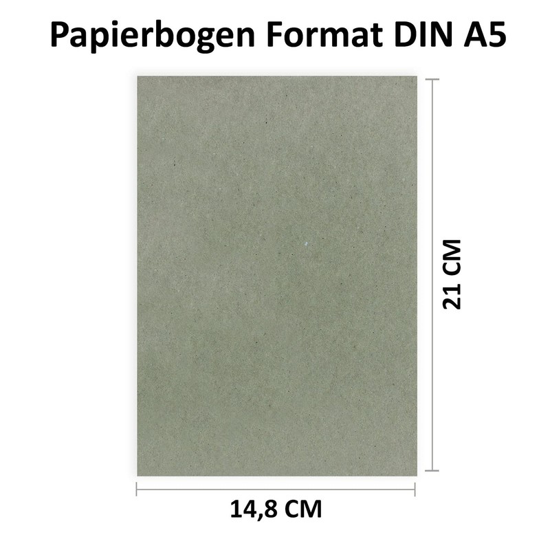 50 Sheets DIN A5 Paper - Natural Paper Grey -