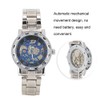 Fashion Waterproof Men Round Dial Hollow Automatic Wristwatch Mechanical Watch(Blue