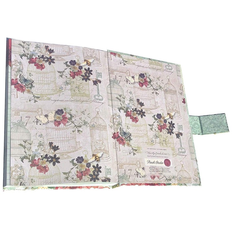 Punch Studio Gold Foil Journal w/Jewel Brooch Closure ~ Sparrow