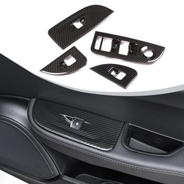 4 x Carbon fiber For Giulia 2016 2017 2018 ABS Chrome Window Lift Switch Button Frame Cover Trim Stickers Accessories