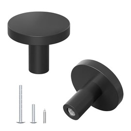 DonYoung 2 Pack Cabinet and Drawer Knobs, Bifold Barn Door Handle- Stylish Round Pulls for Bi-Folding Sliding Barn Door, Kitchen, Dressers, Cupboard and Closets, Matte Black