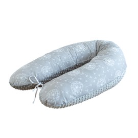 LOOLAY Pregnancy Pillow, Nursing Pillow, 190 cm, Side Sleeper Pillow, 100% Cotton, with Removable Minky Cover, Ergonomic Pregnant Pillow for Sleeping (Pustular Grey / Minky Grey)