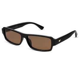 VANLINKER Retro Rectangle Polarized Sunglasses for Women Men Vintage 90s Small Trendy 2025 Sunnies VL9852,Black Frame/Brown Lenses