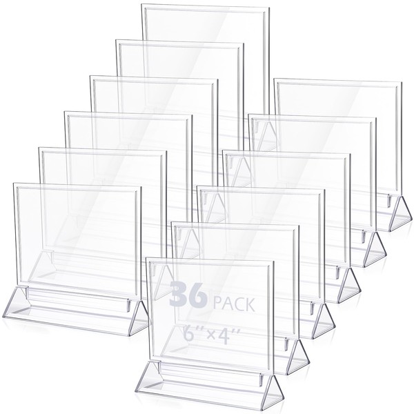 Yalikop 36 Pack Acrylic Sign Holders 6 x 4 Inches,