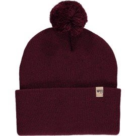 Minus33 Midweight Everyday Knit Cuff Pom Beanie - 100% Merino Wool - Winter Pom Pom Hat - Burgundy - One Size