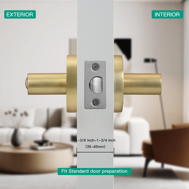 YAGU Wooden Round Passage Lever Door Handle Non-Locking Lever Set