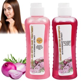 Onion, Biotin and Rosemary Shampoo and Treatment Set - Silicone Free, for Hair Loss, Thinning and All Hair Types