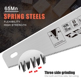 14 Inch Wood Hand Saw, 11 TPI Universal Handsaw Non-slip Ergonomic Handle Rustproof Wood Saw