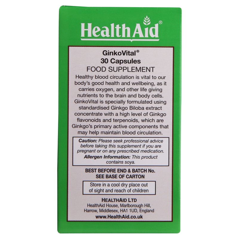 HealthAid Ginko Vital (Ginkgo Biloba) 30 Capsules