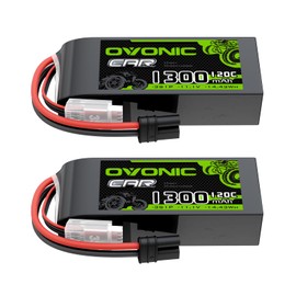 OVONIC 3S 11.1V 1300mAh 120C Lipo Battery with IEC Plug 2Pcs in 1 Package