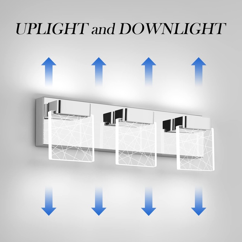 Aipsun Modern Bathroom Vanity Light 3 Light Stainless Steel Chrome