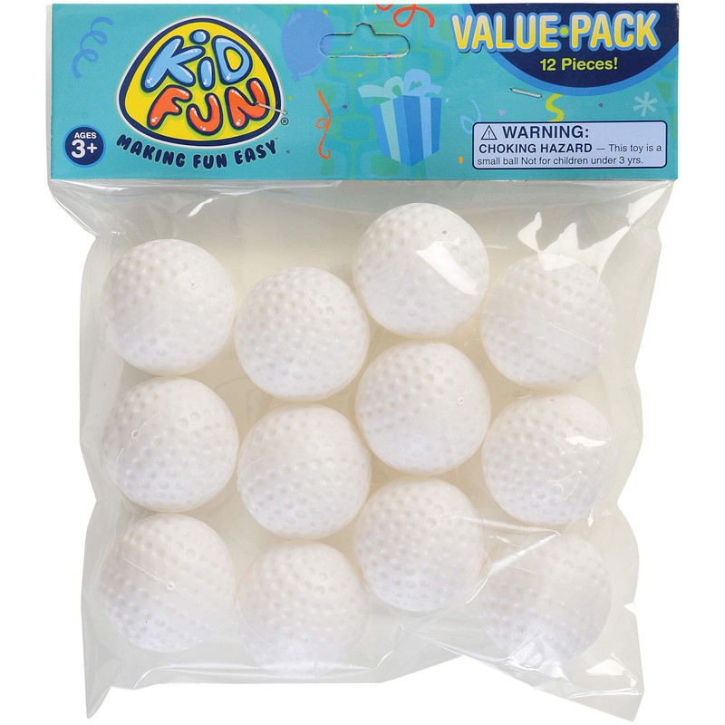 Quality Plastic Golf Balls, 12 Pack