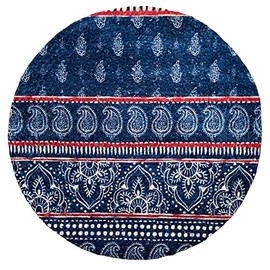 Patriotic Themed 15-inch Round Braided Printed Placemats, Set of 4 (Patriotic Paisley & Geometric Designs)