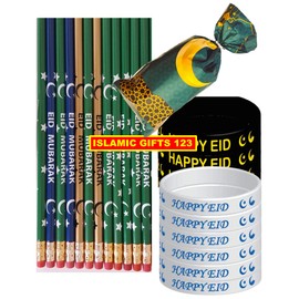 Eid Mubarak Party Favors Eid Mubarak Pencils[ 1000 Pack] Wristbands +Eid Goody bags+Eid balloons+Eid stickers Eid Gifts For Muslim Gifts Ramadan Favors
