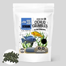 Your Fish Stuff YFS Grain Free Cichlid Sinking Crumbles 1-2mm Bulk Aquarium Fish Food - 1/2 pound