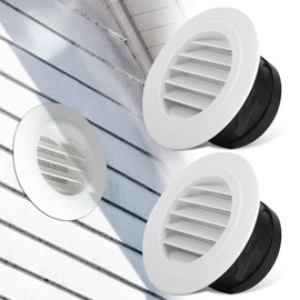 ABS Round Air Soffit Vents Louver Grille Cover with Built-in Screen Mesh for Home Bathroom Office Kitchen Ventilation, 1-Pack, White (6 Inch)