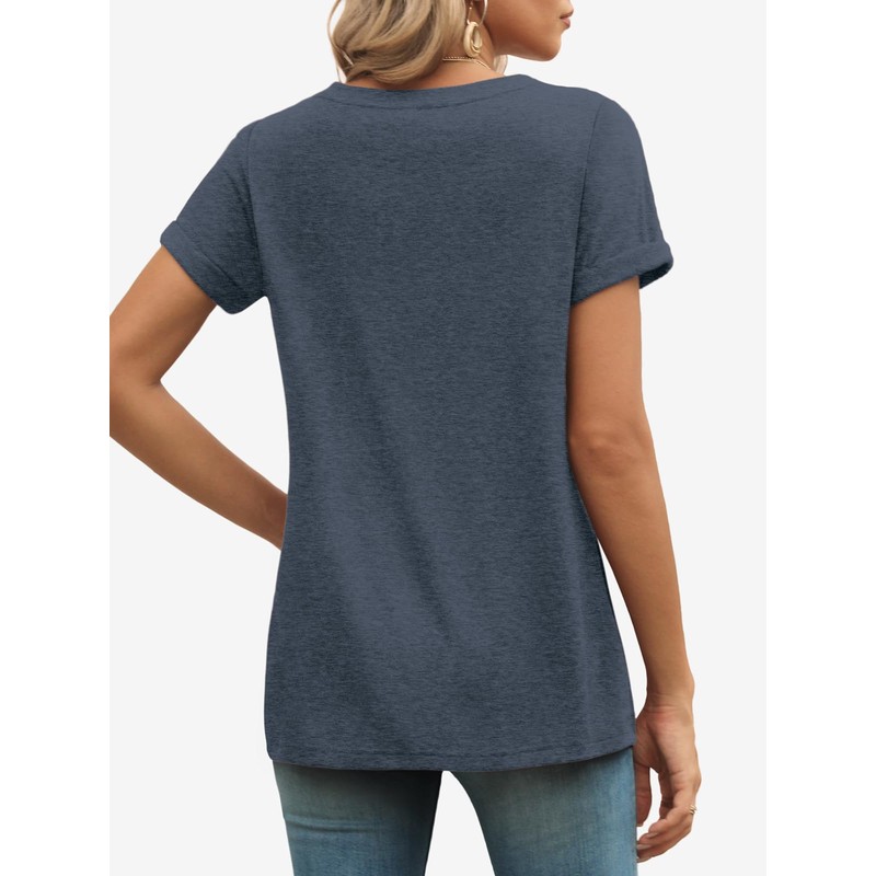 T Shirts Short Sleeve V Neck Tees Womens Fashion Tops