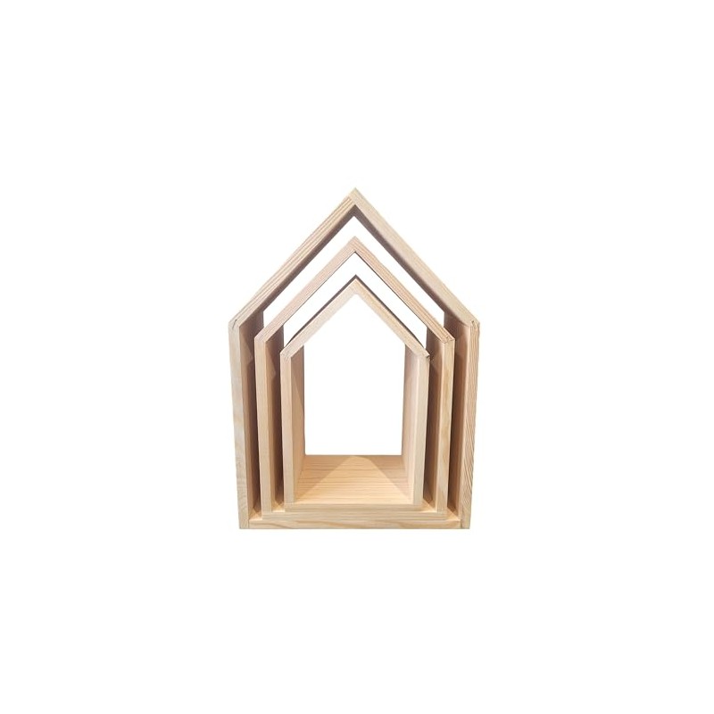 Wooden World - Wooden Shelf Plain Wall Hang Shape Of