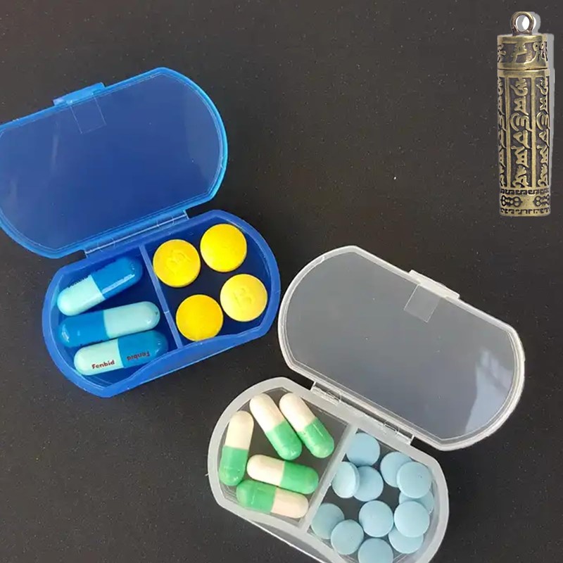 1 Pcs Pocket Pill Case Portable Brass Pill Box with