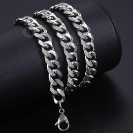3/5/7/9/11mm Stainless Steel Silver Color Cuban Curb Chain Necklace Choker 16-30" for Men Women Daily Jewelry Birthday Anniversary Gift necklace - Chain Width: 9mm, Chain Length: 24 inches