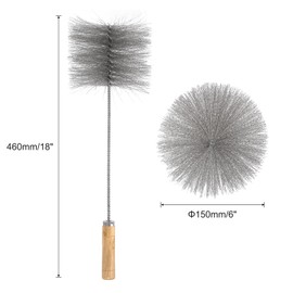 PATIKIL 18" Chimney Cleaning Wire Brush, Tent Wood Burning Stove Pipe Cleaning Brush with Stainless Steel Bristles for Fireplace Wood Burning Stove Tent Dryer Pipes (6" Dia)
