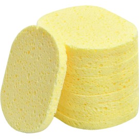 Pack of 10 Cleansing Sponge Face, Natural Cosmetic Sponges Cellulose Face Sponges, 10.5 x 8 cm Makeup Remover Sponge, Face Wash Sponges Spa Exfoliating Mask Make-Up Removal (12 mm, Yellow)
