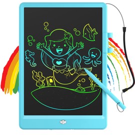 Oksoar Writing Tablet for Kids (Age 3-8), 10-Inch LCD Colorful Doodle Boards, Perfect for Christmas & Birthday Gifts, Learning Toys & Travel Essentials for Boys and Girls (Blue)