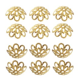 500PCS 10mm Gold Tone Flower Bead Caps Hollow Flower Bead Caps for Jewelry Making (Gold)