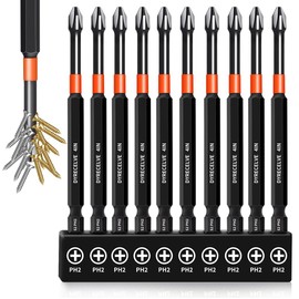 10-Pack Phillips Bits #2 Impact, 4-Inch Long Magnetic Phillips Head Drill & Screwdriver Bits, PH2 Premium S2 Steel 1/4" Hex Shank for Impact Drivers, Professional & DIY Use