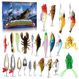 Fishing Advent Calendar 2024-24 Days of Christmas Countdown Calendar with Fishing Lures Set for Fisher Adult Men Teen Boys for Dad Men Stocking Stuffers