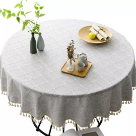 Generic W Mantel De Mesa Redonda De Lino Para Decoración Del Hogar